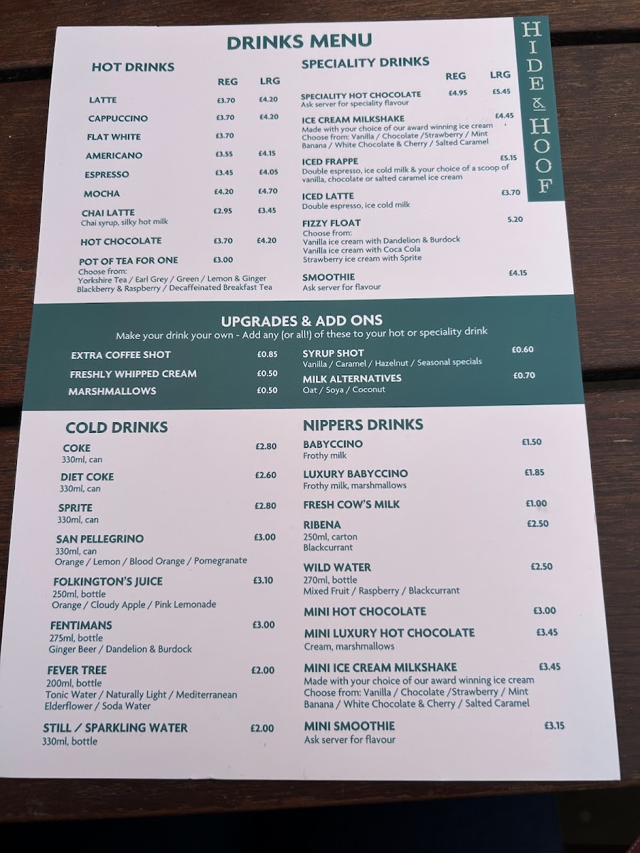Menu Yummy Yorkshire Ice Cream Parlour - Hide & Hoof Farm Restaurant-9