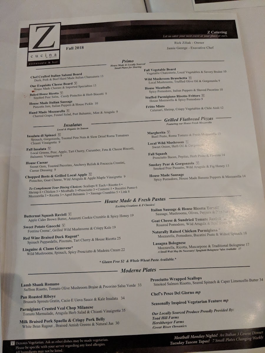 Menu Z Cucina Di Spirito Dublin-5