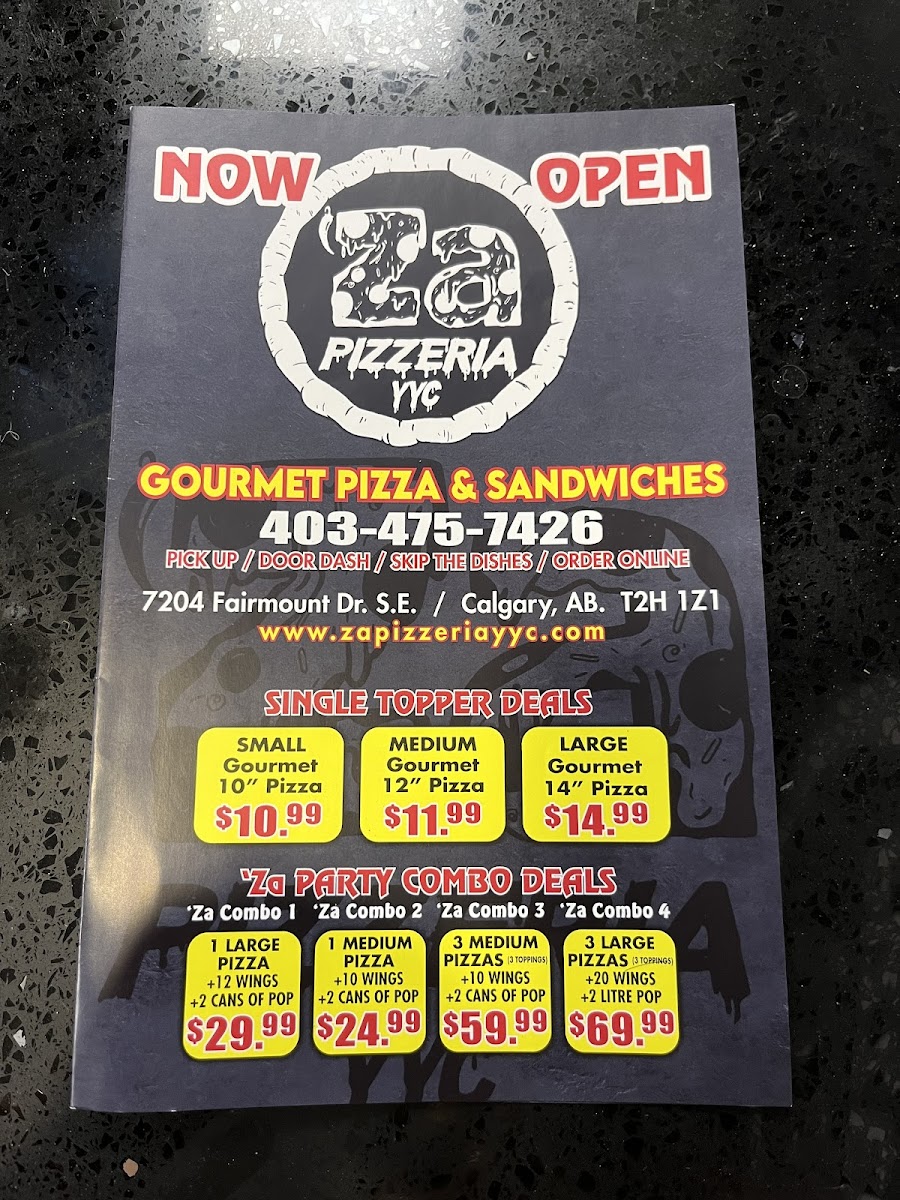 Menu Za Pizzeria Yyc-1