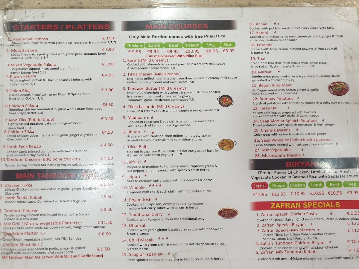 Menu Zafran Pakistan Indian Restaurant And Kebab House-1