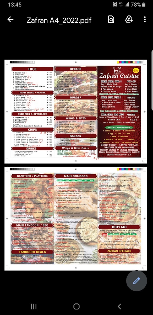 Menu Zafran Pakistan Indian Restaurant And Kebab House-2