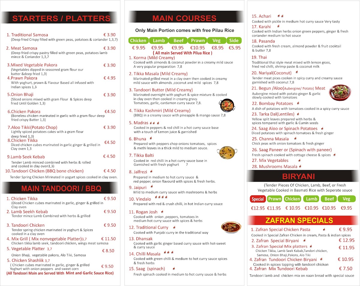Menu Zafran Pakistan Indian Restaurant And Kebab House-5