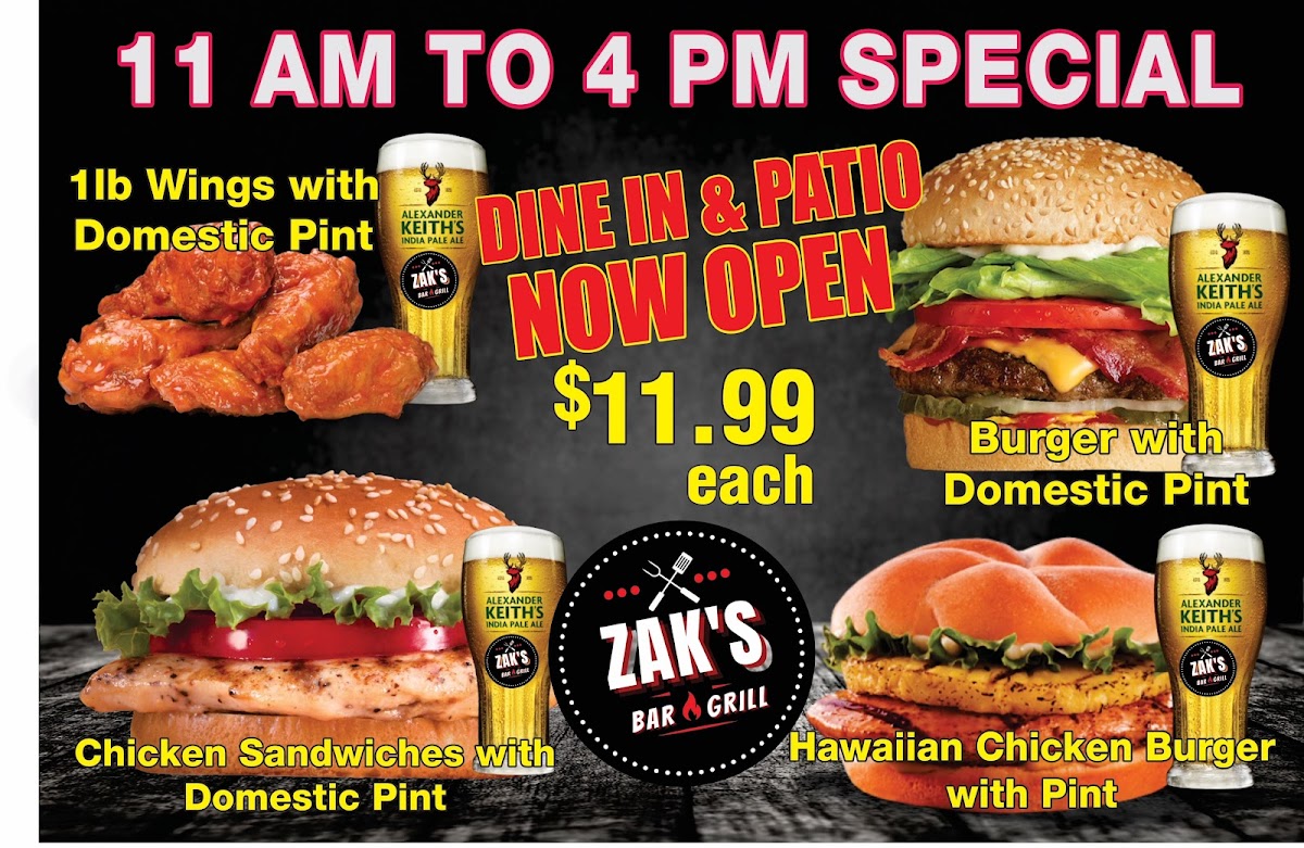 Menu Zak's Bar And Grill-2