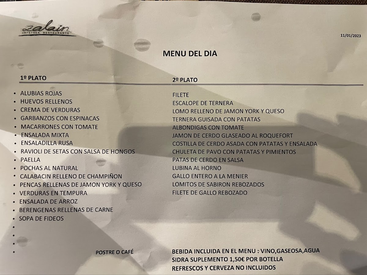 Menu Zalain | Hostal - Jatetxea-7