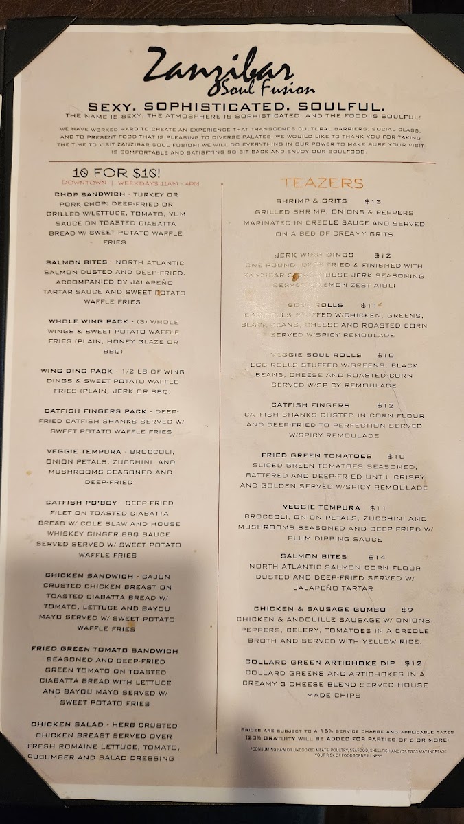 Menu Zanzibar Soul Fusion-1