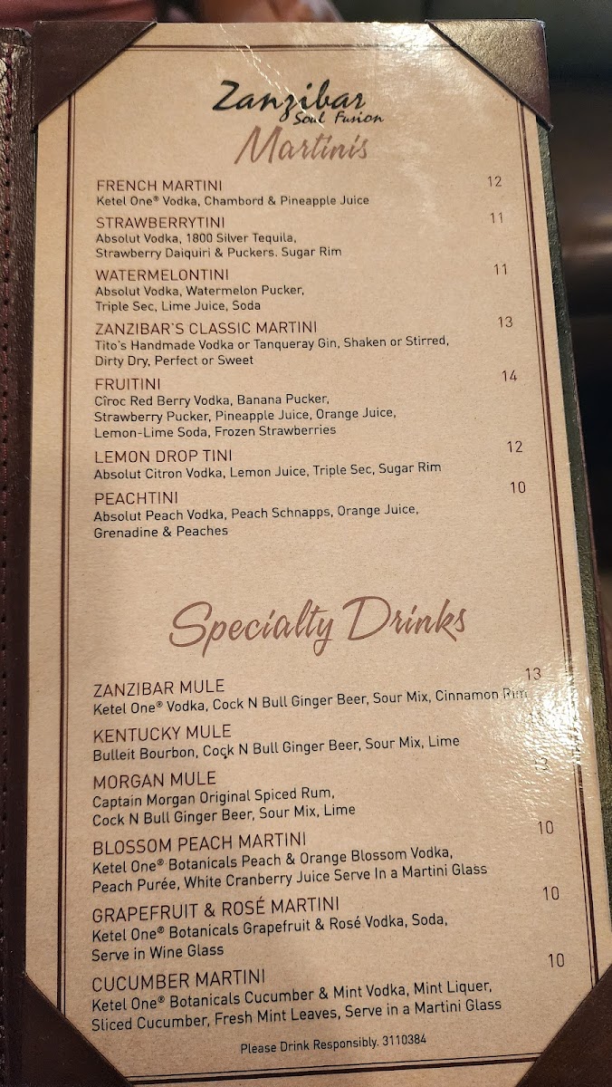 Menu Zanzibar Soul Fusion-4