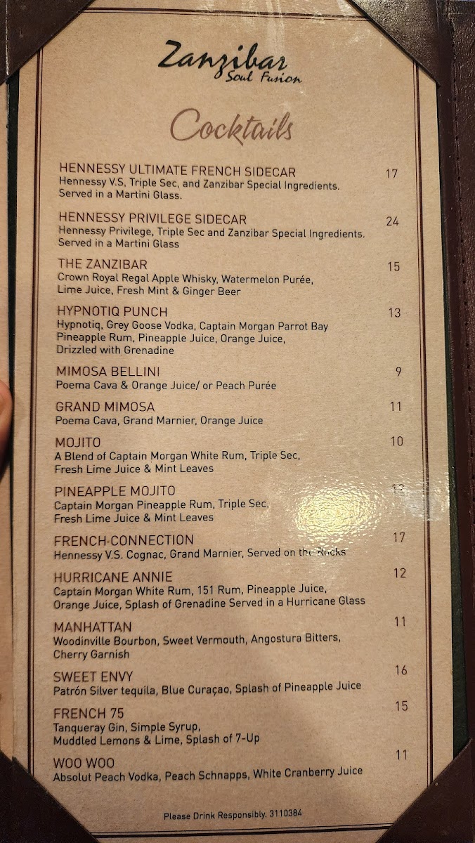 Menu Zanzibar Soul Fusion-6