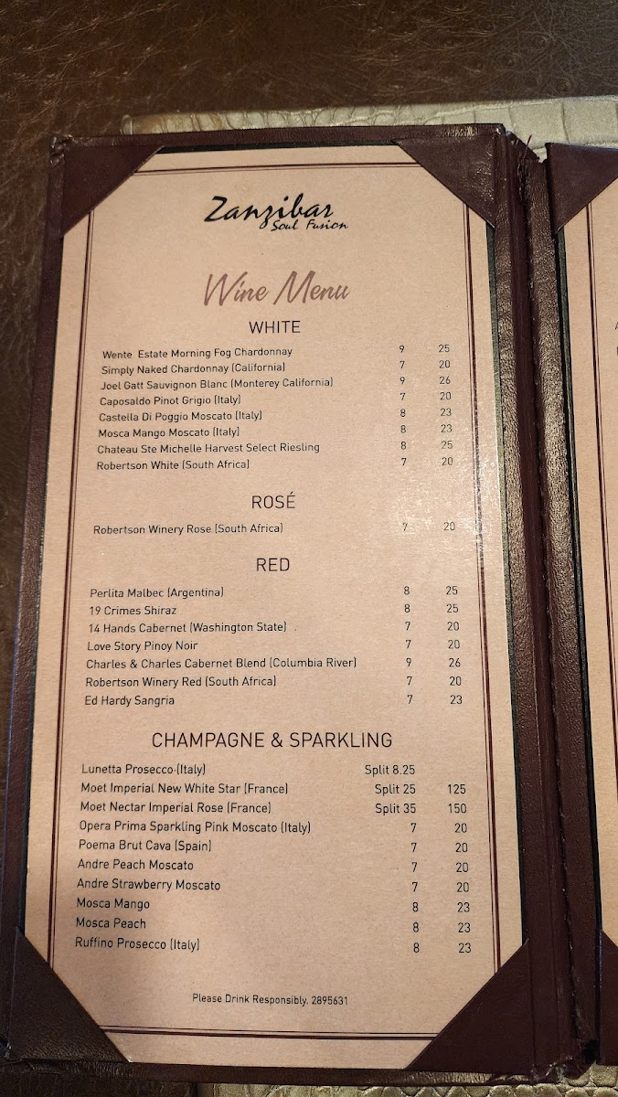 Menu Zanzibar Soul Fusion-8