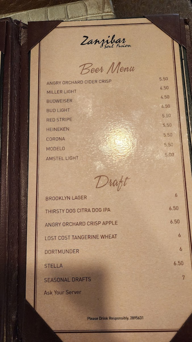 Menu Zanzibar Soul Fusion-9