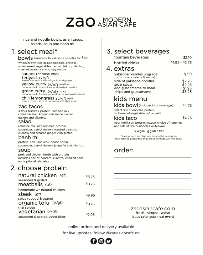 Menu Zao Asian Cafe-1