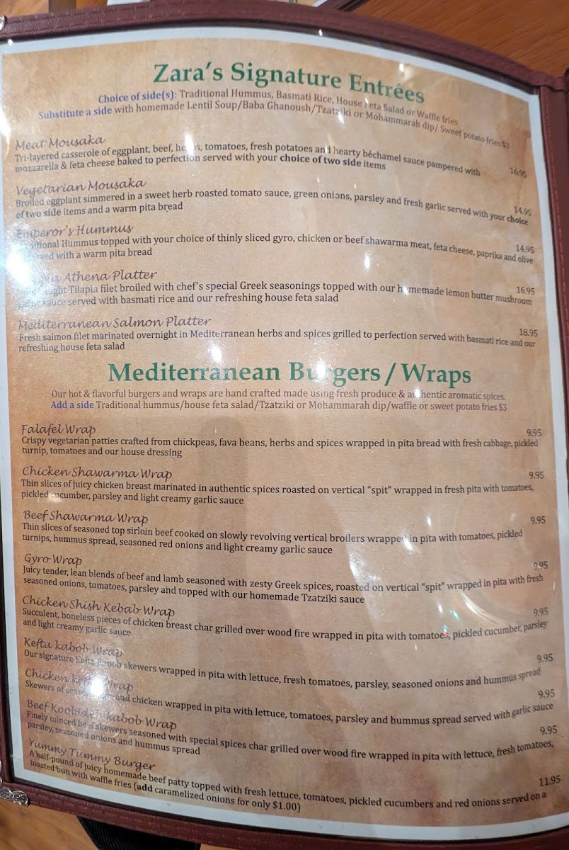Menu Zara's Mediterranean Kitchen On Rayford Road-10
