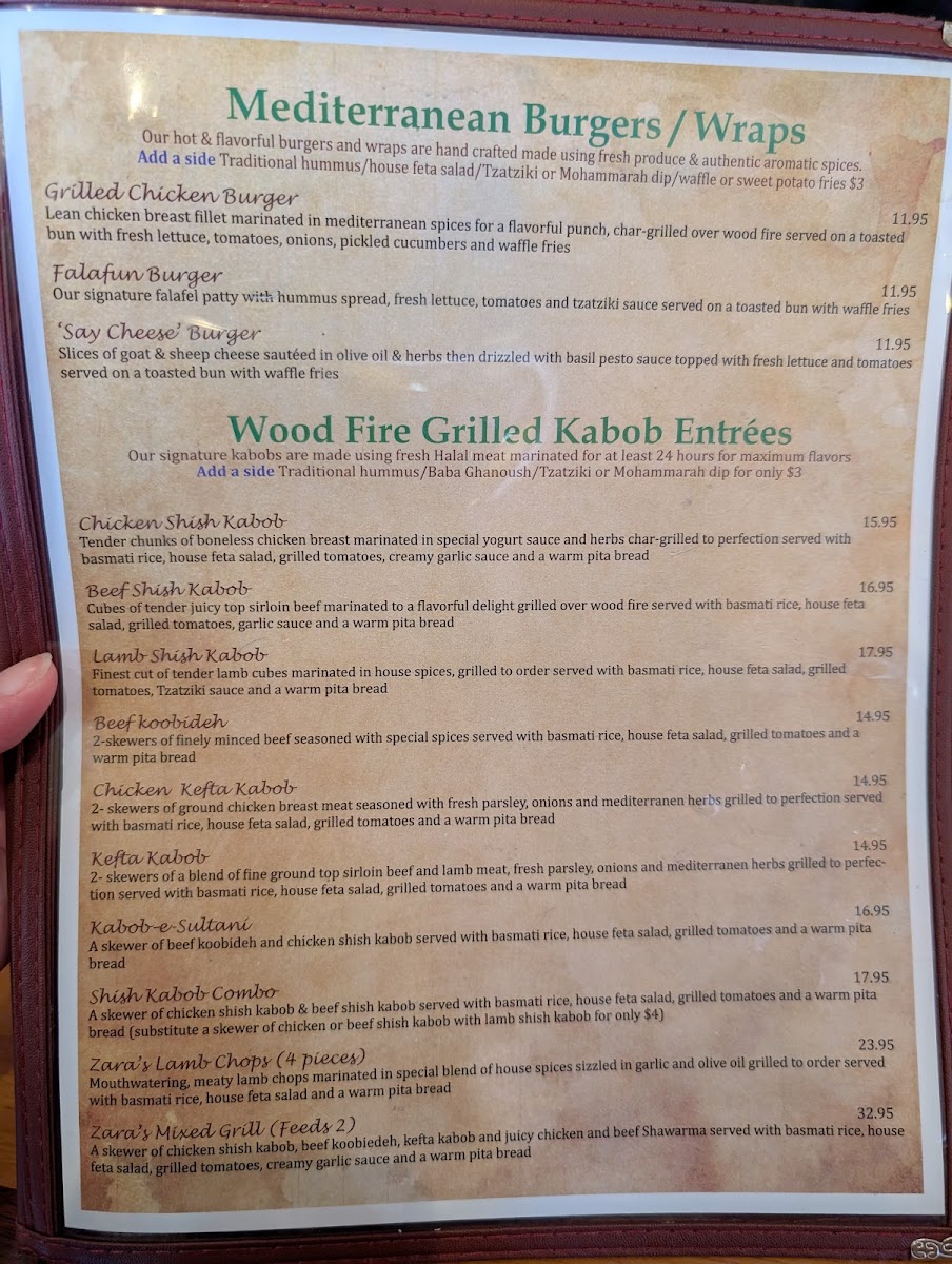 Menu Zara's Mediterranean Kitchen On Rayford Road-2