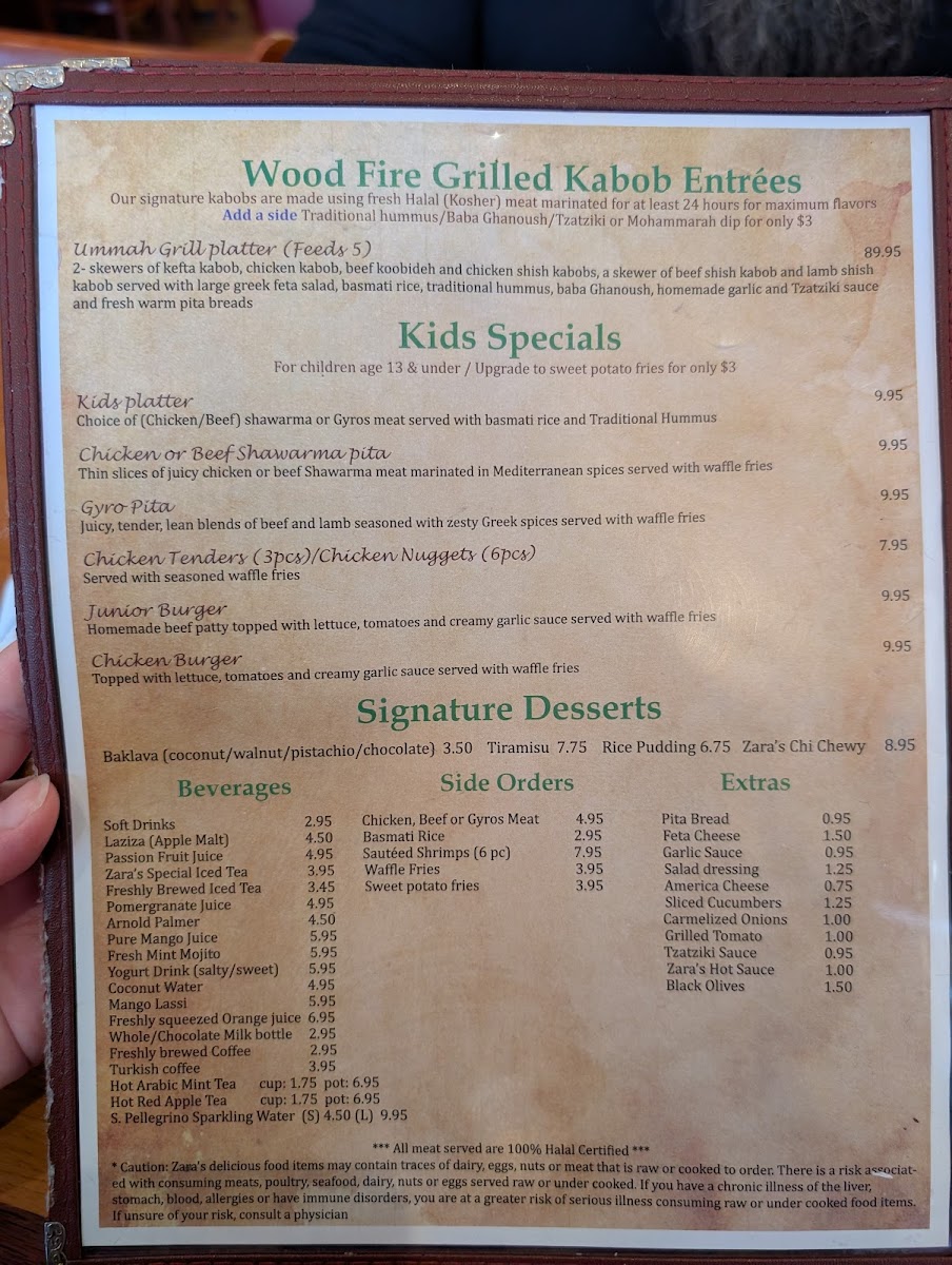Menu Zara's Mediterranean Kitchen On Rayford Road-5