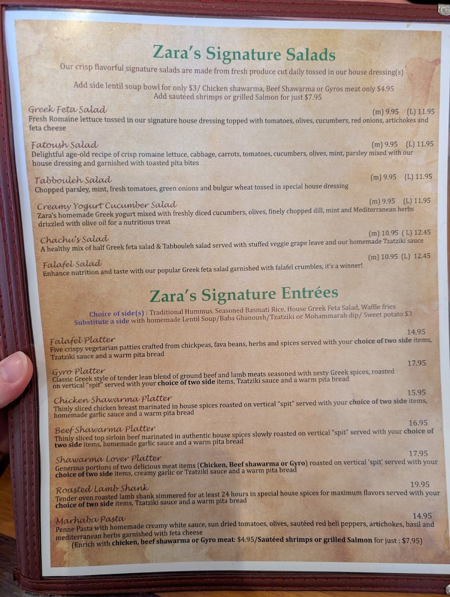 Menu Zara's Mediterranean Kitchen On Rayford Road-6