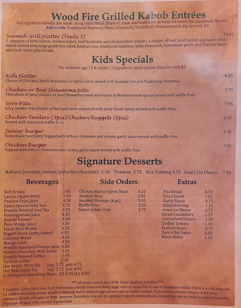 Menu Zara's Mediterranean Kitchen On Rayford Road-9