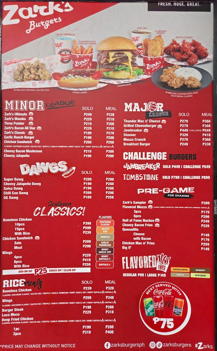 Menu Zark's Burgers - Fiesta Carnival Araneta City-1