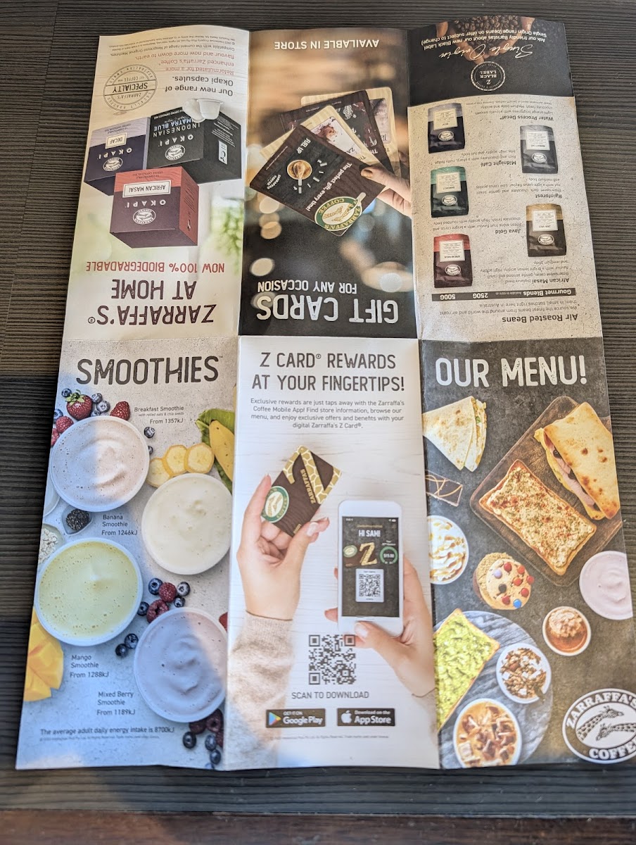 Menu Zarraffa's Coffee Coffs Harbour North-2
