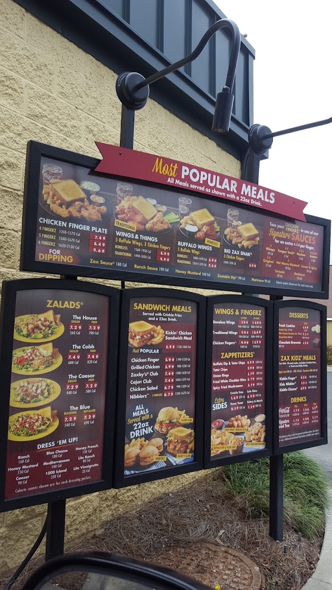 Menu Zaxby's Chicken Fingers & Buffalo Wings Douglas-1