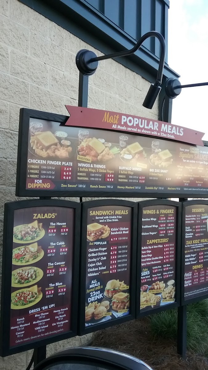 Menu Zaxby's Chicken Fingers & Buffalo Wings Douglas-2