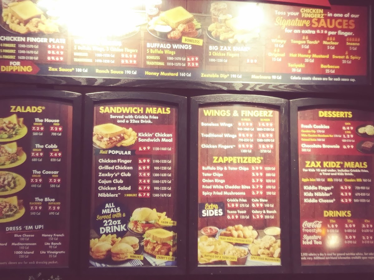 Menu Zaxby's Chicken Fingers & Buffalo Wings North Charleston-1