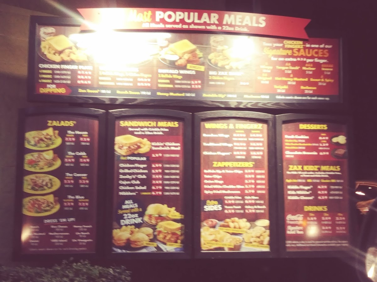 Menu Zaxby's Chicken Fingers & Buffalo Wings North Charleston-2