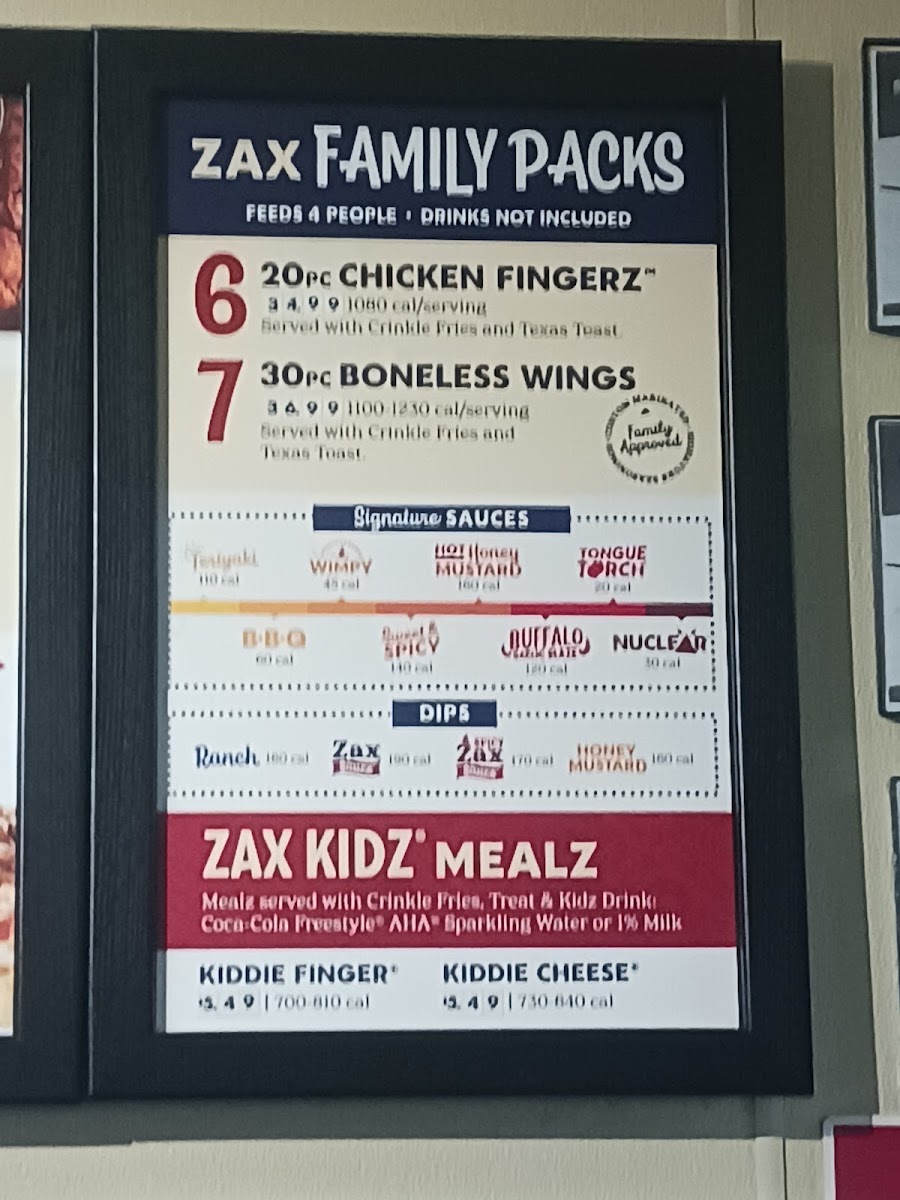 Menu Zaxby's Chicken Fingers & Buffalo Wings Ocala-1
