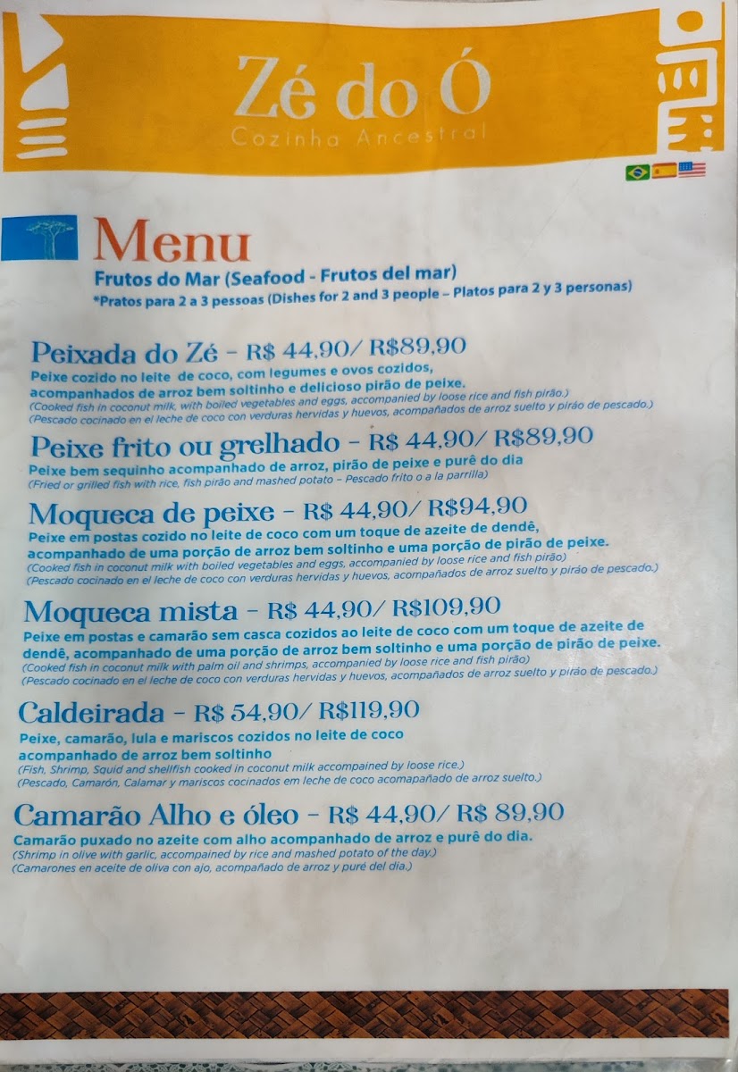 Menu Zé Do Ó-Cozinha Ancestral /porto De Galinhas-2