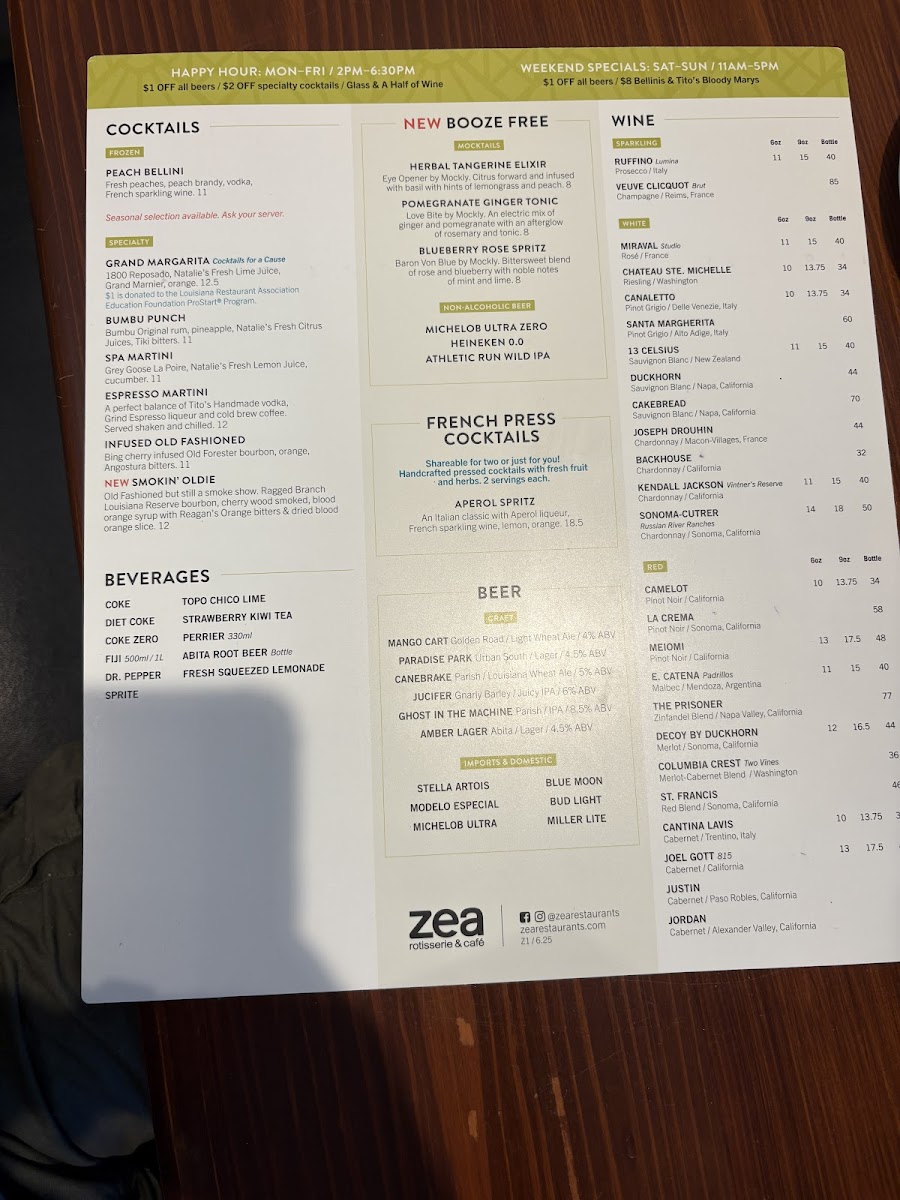 Menu Zea Rotisserie & Cafe-2