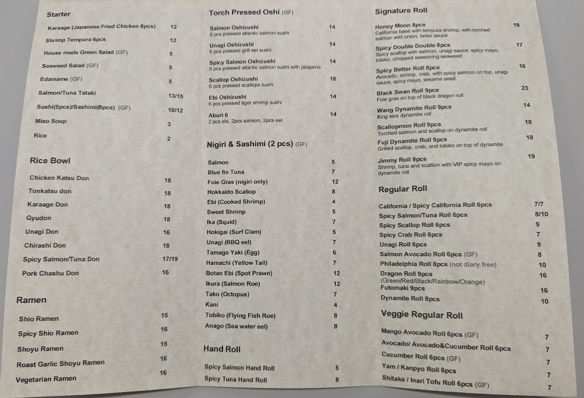 Menu Zen Kyoto - Bay Adelaide Centre-1