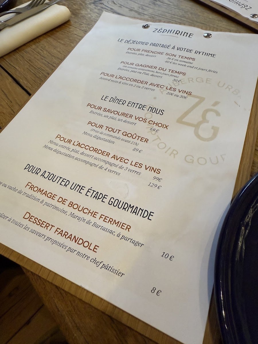 Menu Zéphirine-6