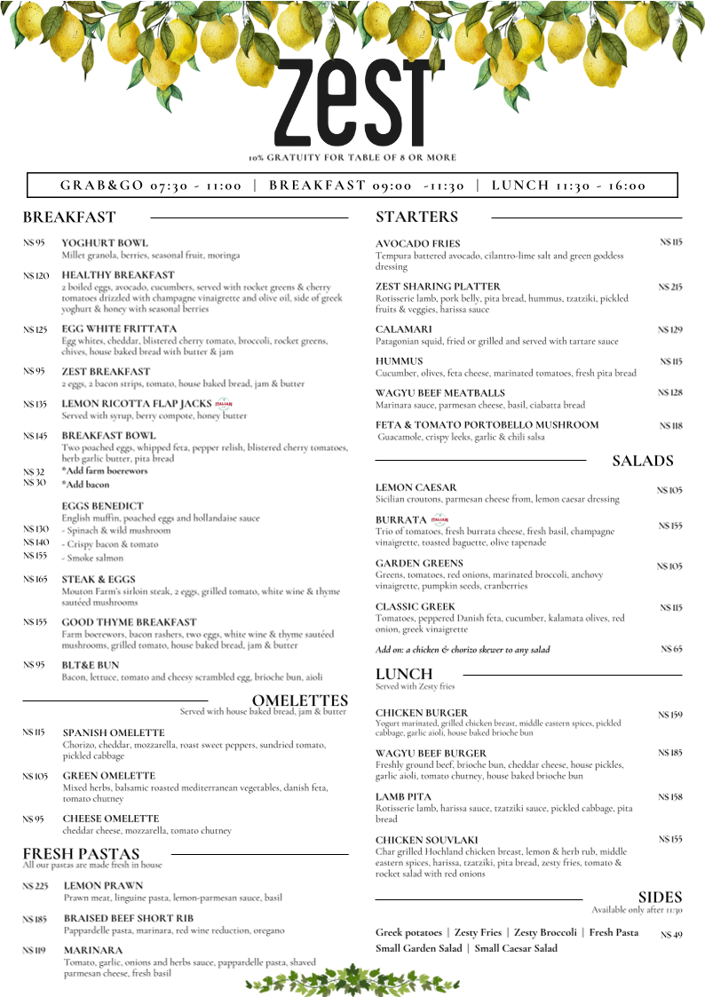 Menu Zest - Mediterranean Restaurant-3