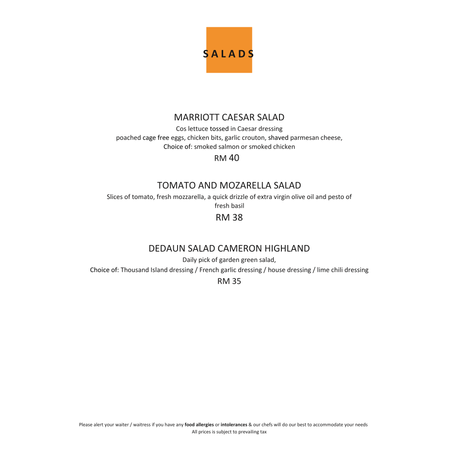 Menu Zest Restaurant - Putrajaya Marriott Hotel Buffet-4