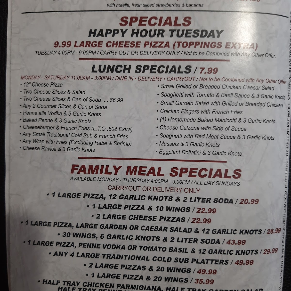 Menu Zi Zia Pizzeria & Trattoria-8
