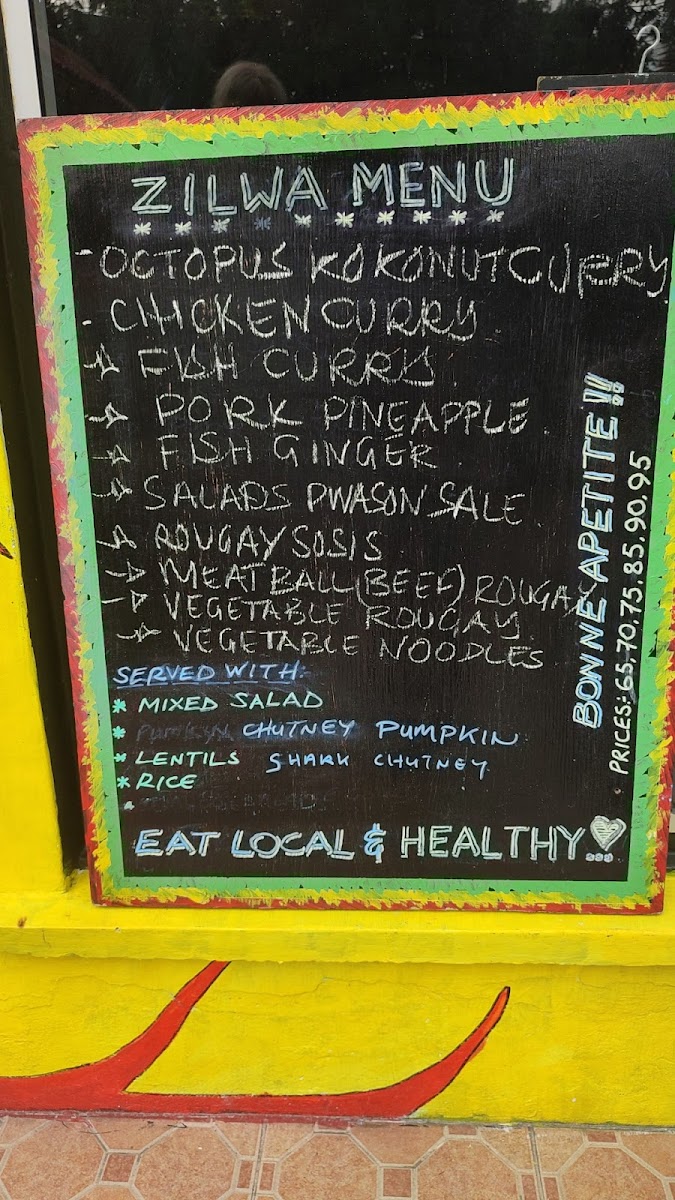 Menu Zilwa Reggae Bar Cafeteria Take Away-5