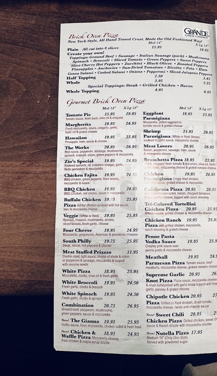 Menu Zio's Brick Oven Pizza-7