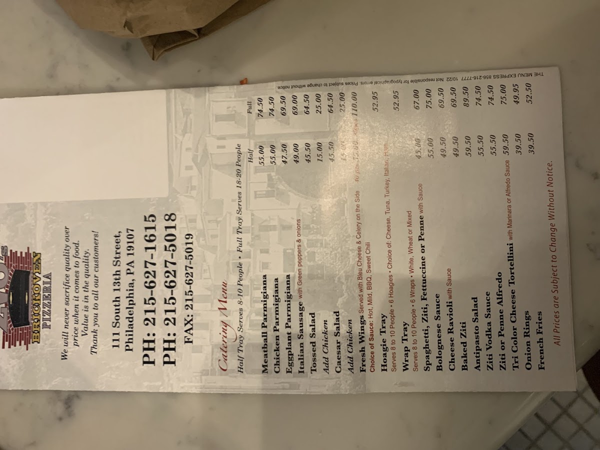 Menu Zio's Brick Oven Pizza-8
