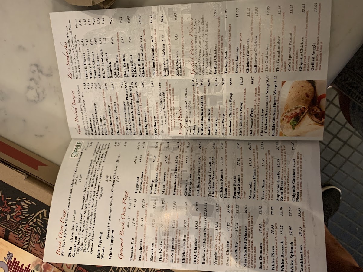 Menu Zio's Brick Oven Pizza-9