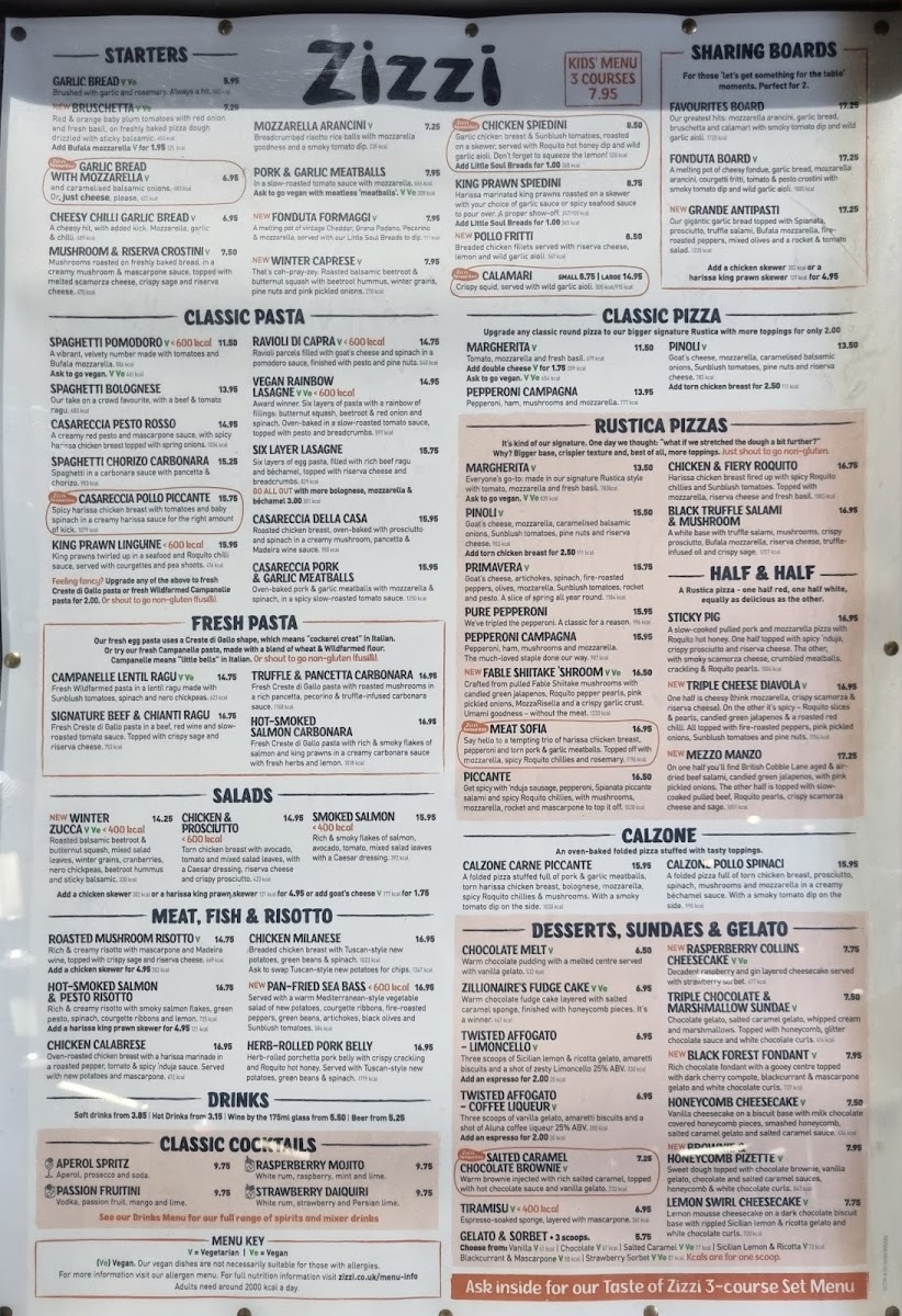 Menu Zizzi - One New Change (St Paul's)-1