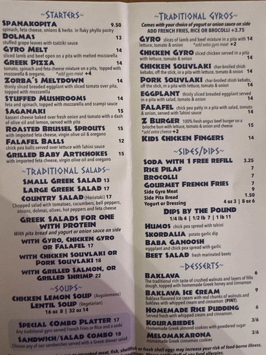 Menu Zorba The Greek-1