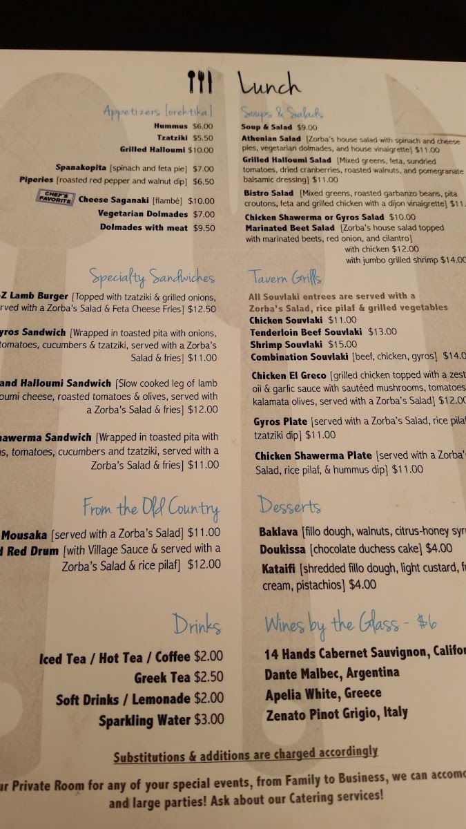 Menu Zorba's Greek Bistro-4