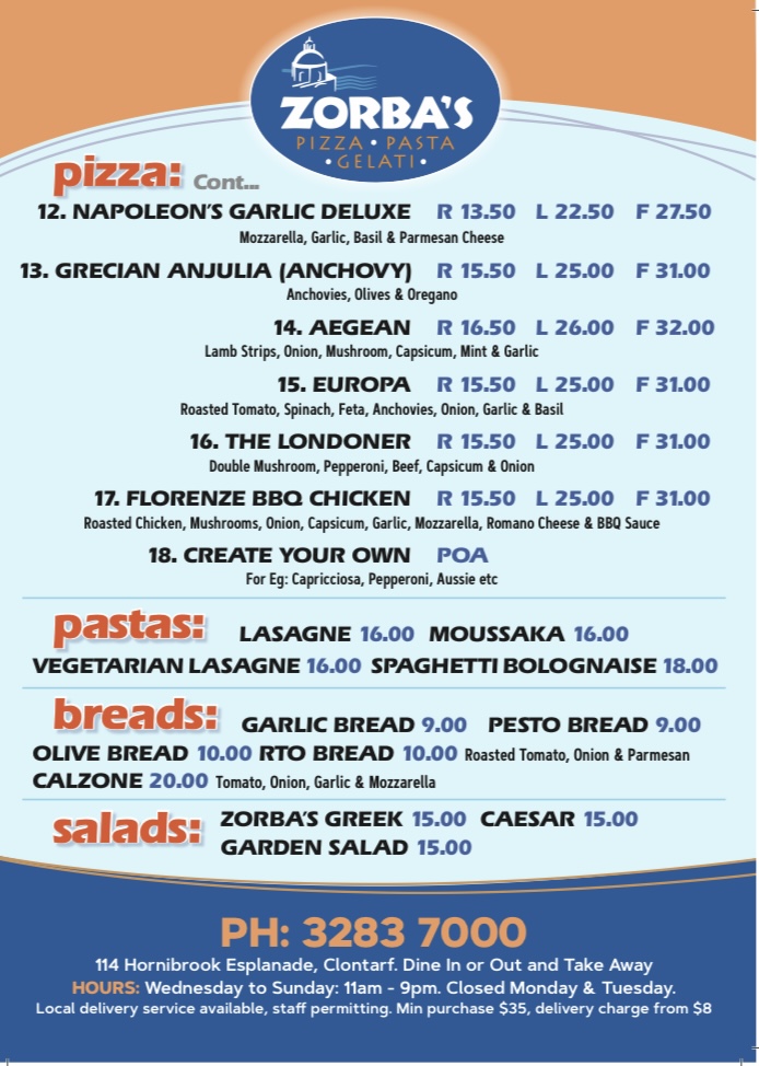 Menu Zorba’S Pizza-1