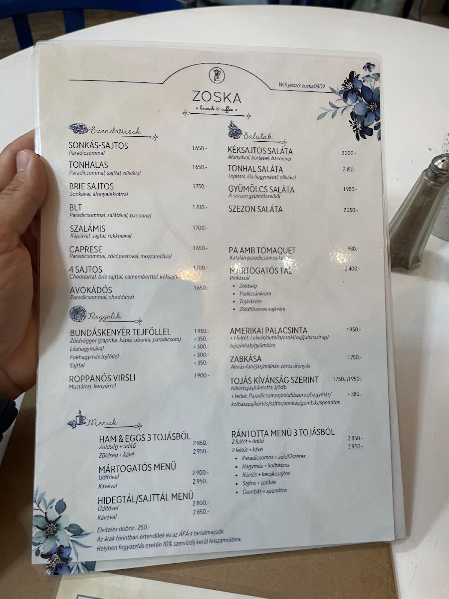 Menu Zoska Reggeliző Kávézó-1