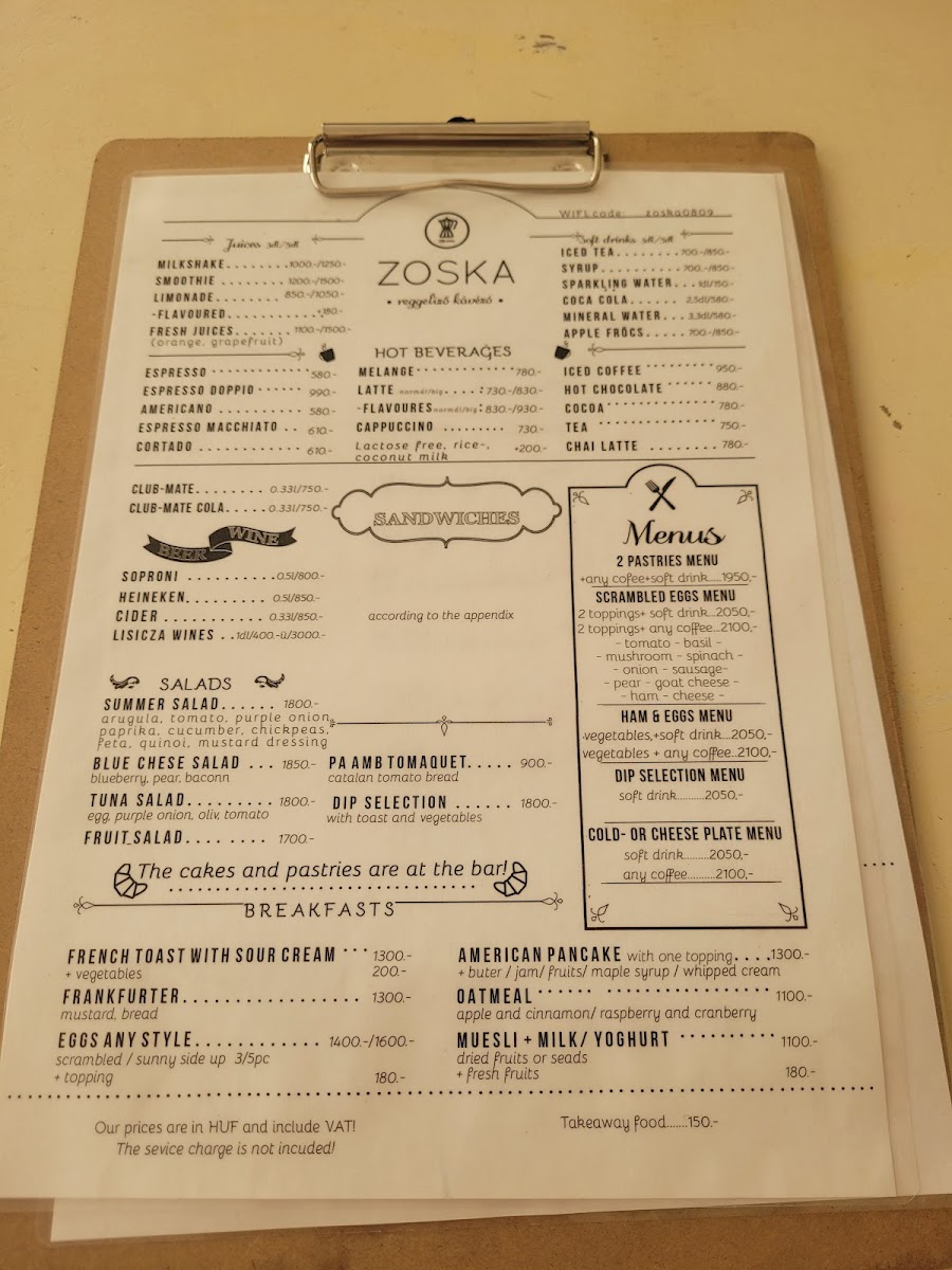 Menu Zoska Reggeliző Kávézó-6