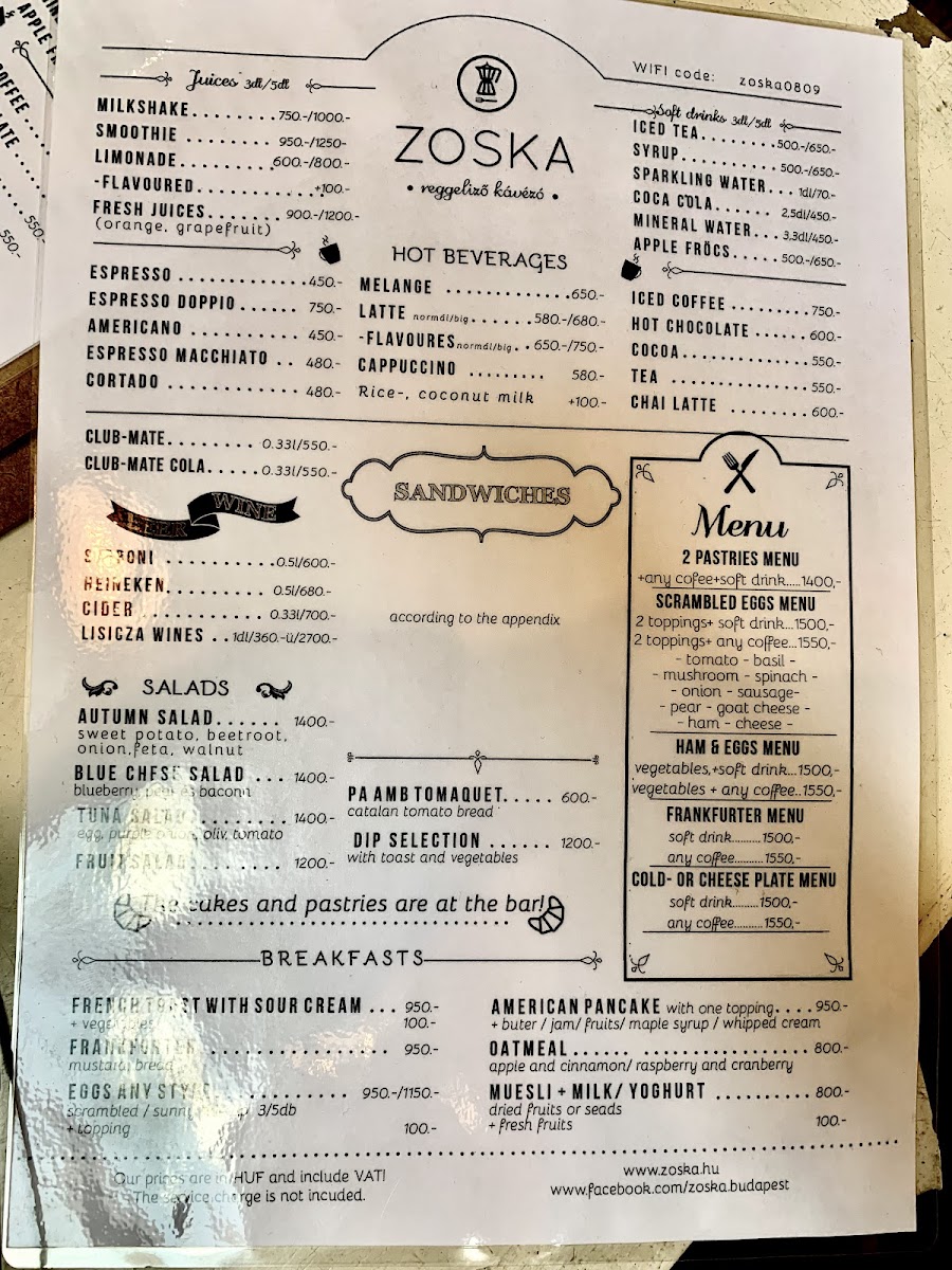 Menu Zoska Reggeliző Kávézó-9