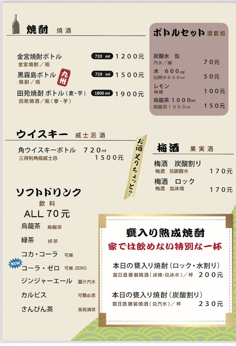 Menu Zuigao Izakaya Restaurant-1