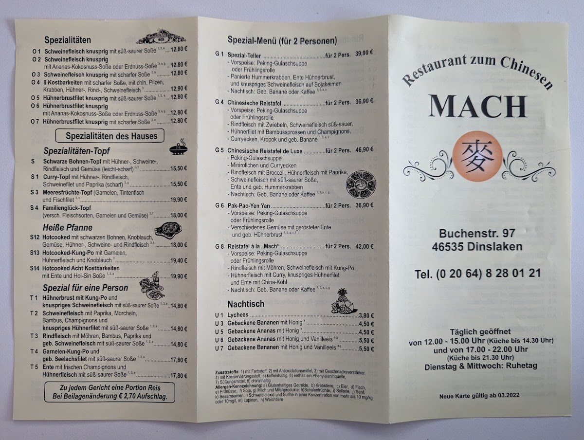 Menu Zum Chinesen Mach-2